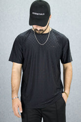 Turbo Checkered Pattern Crew Neck Tee In Black